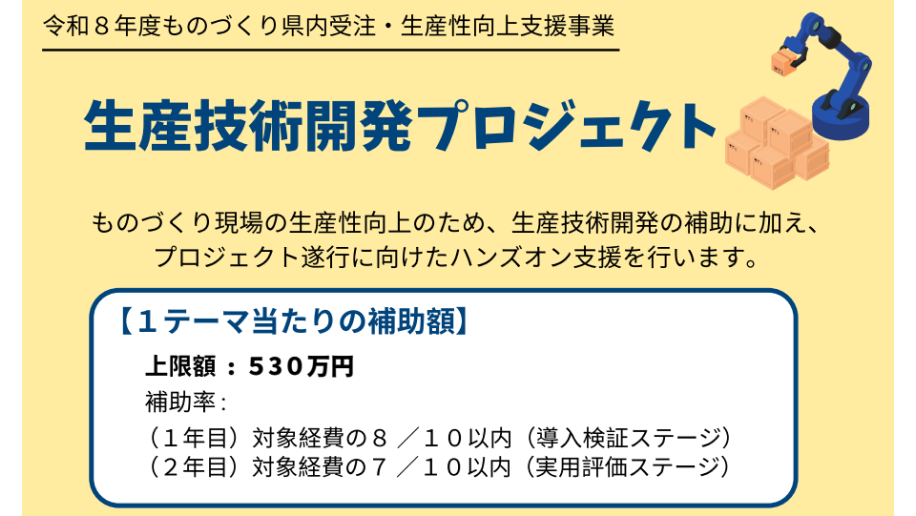 生産技術開発プロジェクト(補助金)のチラシ画像