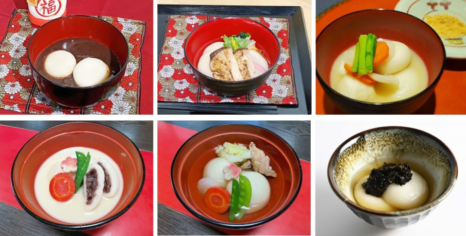 お雑煮スタンプラリー6県（鳥取県、岡山県、奈良県、香川県、愛媛県、島根県）のお雑煮の写真画像